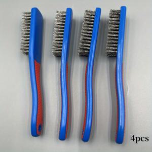 TEMU 4개 세트 헤비듀티 메탈 와이어 브러시 - 에르고노믹 플라스틱 핸들, 콘크리트 및 금속 표면용 녹 & 페인트 제거제, 산업 및 상업 청소 도구, 깊은 청소용 내구성 스크럽 브러시, 견고한 그립, 고품질 솔, 표면 준비 도구, 전문가용 청소, 콘크리트 청소, 튼튼한 디자인, 오래가는 솔, 청소 전문가|수세미