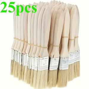 TEMU 15/25개 다목적 나무손잡이 브러시, 1인치 - 대면적 페인팅에 이상적 ~ 아트, 공예, 접착제 도포 & 자연스러운 마감의 페인트 – DIY 프로젝트와 전문가용으로 완벽한 선택, 원목 브러시, 가구용 페인트 브러시 세트, 가구 수리, 다재다능한 디자인, 매끄러운 마감, 알루미늄 고정링, 고품질 솔모, 홈데코레이터, 공예 애호가 필수
