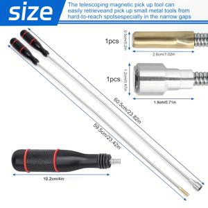 TEMU 자석 클램프(60cm/23인치), 유연한 강력 자석 봉, 텔레스코픽 픽업 도구 및 구부릴 수 있는 자석 봉, 자동차 수리용 자석 리프터, 소형 금속 부품 집기(2가지 사양), 작업장 장비,자동차 수리,구부릴 수 있는 막대,컴팩트 도구,메탈 픽커,DIY 애호가,기계학