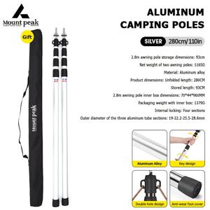 TEMU 마운트 피크 조절 가능한 알루미늄 합금 선쉐이드 폴 - 3-4 섹션 텔레스코픽 지지대, 야외 캠핑 텐트 및 캐노피에 적합, 다양한 색상 제공, 문 지지대, 크리스마스에 가장 적합, 추수감사절에 완벽