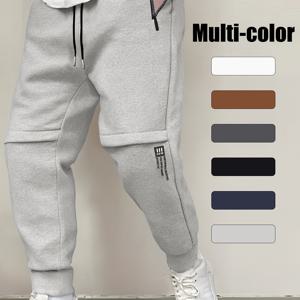 TEMU 남성용 아슬레틱 조거팬츠, 지퍼포켓 & 글자프린트 - 풀-집업 클로저, 탄력 있는 드로스트링 허리밴드 & 커핑된 발목부분 - 사계절형 체육관/러닝웨어로 적합한 캐주얼룩 - 다양한 색상 (블랙, 화이트, 그레이, 브라운, 네이비, 베이지, 진청, 연회색, 짙은 회색) - 세탁기 사용 가능한