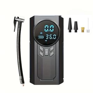 TEMU 9-in-1 고용량 차량 점프 스타터 키트, 4구역 2000mAh 휴대용 에어 컴프레서, 150PSI 디지털 타이어 공기 주입기, 3가지 모드 LED 손전등이 있는 차량 배터리 충전기 - 10L 가솔린 또는 9.0L 디젤 차량에 적합, 다양한 어댑터 포함|타이어|후레쉬