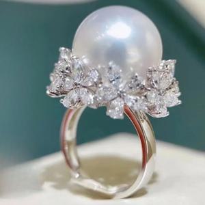 TEMU 레드키스 여성용 빈티지 럭셔리 플로럴 & 이미테이션 진주링 - 6월 탄생석, 웨딩/기념일/연회 보석선물, 화이트 K골드도금과 반짝임이 돋보이는 우아한 데일리링, 합리적인 가격의 고급품, 결혼식 세트, 고퀄리티 여성용 인조 진주 쥬얼리, 브라이덜 액세서리|탄생석