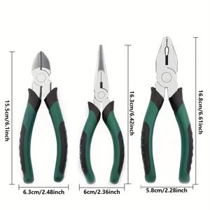 TEMU 3피스 호랑이 핸들 플라이어 세트, 와이어 커터 & 사선형 이빨/스트리핑 플라이어 포함 - 실내외 수리용 다기능 공구, 산업용 플라이어 세트, 전문가급 도구, 인체공학적 그립, 미끄럼방지 손잡이, 정밀 엔지니어링, 와이어 플라이어, 수동 공구 키트, 자동차 정비사·전기 작업에 최적