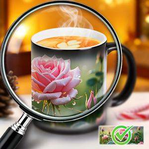 TEMU 장미 색상변환 머그, 로즈 세라믹 커피잔, 친구와 가족을 위한 선물용 11oz, 커피 액세서리, 독특한 커피컵, 대형 커피마그, 홈데코, 주방필수품, 소재의 인터랙티브 컵, 스페셜티 머그, 가족 선물, 커피애호가 전용