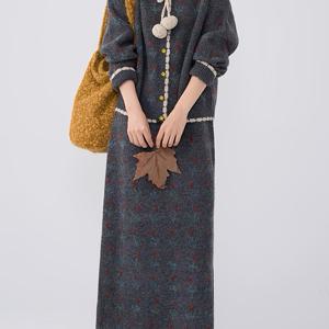 TEMU 가을 겨울 빈티지 스타일 레이스 스웨터 세트 카디건 탑 + 하이웨이스트 롱 스커트