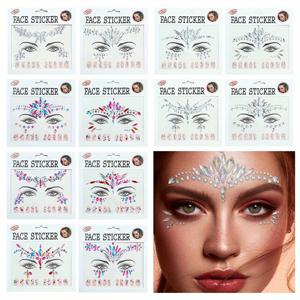 TEMU 12/6개 반짝이는 자체 접착 페이스 스티커 - 컬러풀 레진 글리터 데칼, 파티, 가면무도회, 음악 축제, 일상적인 글램에 완벽함, 생동감 있는 보석 디자인 - 할로윈 의상, 크리스마스, 생일 파티에 이상적