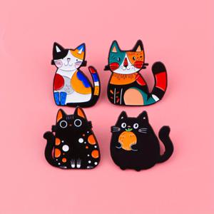 TEMU 4개 세트 JUDODUCK 귀여운 고양이 에나멜 라펠핀 - 블랙, 오렌지 태비, 타비 & 턱시도 패턴의 컬러풀한 캣브로치, 내구성 있는 금속감 디자인으로 백팩, 재킷, 모자에 적합 - 여성용 패션 액세서리와 고양이를 사랑하는 분들을 위한 선물 - 생동감있는 색상과 표현력 있는 눈매가 돋보이는 애니멀테마 에나멜핀으로, 의류와