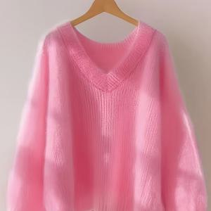 TEMU V넥 스웨터 - 부드러운 오버사이즈 겨울 스웨터 코트 같은 탑, 포근한 질감, 세탁기 사용 가능한 루즈핏 블라우스, 가을 & 겨울 레이어링 (캐주얼 & 포멀 웨어) - 볼륨 칼라 없음