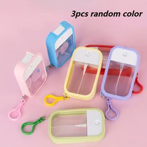 TEMU 3개 50ml 미니 비건 핸드 살균제 스프레이 병 - 키체인 향수 분무기, 휴대용 방취 여행용 수납통 (랜덤 색상), 미니 퍼퓸 병, 바닥에서 리필 가능한 여행용 향수 분무기, Onthego 위생성, 누출 방지 디자인, 고품질 재충전식
