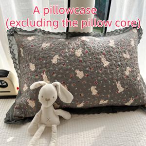 TEMU 1개 한국 스타일 레이스 퀼트 베개커버 - 카툰 토끼 디자인, 내부 쿠션 미포함 / 호텔, 기숙사, 소파 쿠션 커버, 침구 장식용 액세서리
