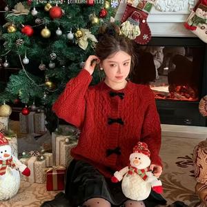 TEMU 여성용 프렌치 스타일 리본 디테일 블라우스 - 우아한 H라인 겨울 스웨터 재킷, 긴팔 라운드넥 가을/겨울 상의, 솔리드 컬러 프렌치 우아한 아우터웨어 (패딩 없음)