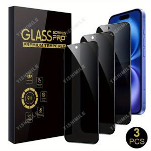 TEMU 3개 세트 프라이버시 강화 유리 스크린 보호필름 - 초고해상도, 9H 경도, 스크래치 및 충격 방지, 먼지 차단, 아이폰 13 17 프로맥스 프로 16 플러스 16e 에어 호환, 스마트폰 보호 필름, 광택 마감, 고명도 투명, 내구성 강화유리, 충격방지, 디스플레이 가드, 휴대폰 보호막, 스마트폰 소유자용|폰케이스