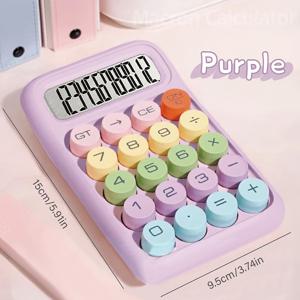 TEMU 대형 컬러 코딩 버튼이 있는 데스크탑 계산기 - 12자리 디스플레이 및 메모리 기능 포함, 사무실/학습/가정용 배터리 불필요 - 컴팩트한 디자인과 정확한 계산, 학습 도구, 생동감 넘치는 버튼 디자인, 배터리 없는 기계