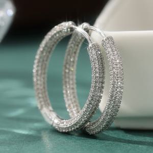 TEMU 1쌍 여성용 스파클링 합성 지르코니아 후프 귀걸이 - KC 골드 도금 럭셔리 멀티로우 라운드 스톤, 우아한 일상 및 특별한 날을 위한 주얼리 선물, 내구성 있고 저렴한 대안 (크리스마스 선물 아이디어), 화려한 액세서리, 고품질 도장, 세련된 제작 기술, 여성 패션 주얼리, 레이디스 액세서리