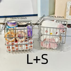 TEMU 2개/1개 정사각형 수납 바구니, 커피 캡슐 정리함, 화장품 보관함, 욕실 트레이, 데스크탑 정리함 - 튼튼하고 내구성 강함, 홈 오거나이저, 세련된 디자인, 현대적인 스타일, 금속 바구니, 견고한 구조, 다용도 트레이, 뷰티 애호가, 직장인, 선반 바구니