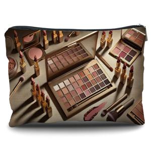 TEMU 1개 휴대용 리넨 메이크업 백 골든 아이섀도 팔레트 & 립스틱 세트, 다기능 재사용 가능, 여자친구와 엄마를 위한 선물, 여행 및 결혼식 파티에 적합한 소형 정리함, 화장품 보관