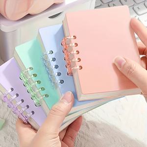 TEMU 4 A7 스파이럴 노트북 - 파스텔 캔디 색상 (민트 그린, 라벤더 핑크, 라이트 블루), 두꺼운 종이 60매/120페이지, 휴대용 포켓 사이즈, 탄성 클로저, 사무실, 학교, 여행, 휴일 선물, 귀여운 테마 커버에 적합한 심플한 디자인