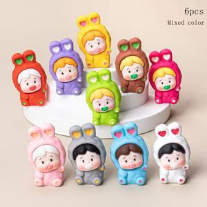 TEMU 6개입 2.0*31cm 혼합 색상 3D 레진 수직 구멍 컬러풀 복숭아 하트 긴 귀 캐릭터 DIY 주얼리 만들기, 비즈 펜 장식, 홈 카 장식, 모바일 폰 체인 가방 체인 키체인 의류 장식, 사랑 벌 아이템, 장식 부품, 캐릭터 비즈, 팔찌용 참, 펜던트용 주얼리 만들기, 주얼리 만들기 용품