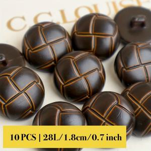 TEMU 빈티지 인조 가죽 샹크 버튼, PU 스티치 브레이드, 볼 버튼, 25mm, 10개 세트, 가을 겨울 의류 및 가방 장식, 홈 텍스타일 재봉용품, 재봉 용품,장식용 단추,우아한 악센트,꼬임 버튼,고품질 버튼,패션 버튼,장식 버튼,DIY 애호가,홈 소머