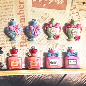 TEMU 8개 세트 혼합 리본하트형 향수병 수지 참 Flatba 여성용 DIY 액세서리, 귀걸이 목걸이 키체인 펜던트