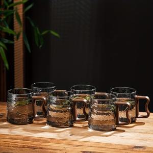 TEMU 6개 스모크 그레이 컵 (손잡이 포함), 내열 머그, 세로 /빗방울 패턴, 아침 식사 음료 세트, 거실 커피 테이블 물컵, 모던 커피컵, 사무실 냉수컵, 신학기 시즌 기숙사 용품, 완벽한 선물