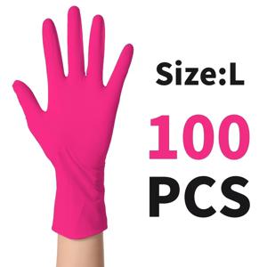 TEMU 고탄성 장미빨간색 나이트릴 장갑, 9인치 재사용 가능 장갑, 일회용 가정용 고무 장갑, 휴일 선물, 주방, 욕실, 청소, 매니큐어, 미용에 적합, S/M/L 사이즈, 욕실 장갑,주방 장갑,탄력 있는 손목 밴드,꼭 맞는 핏,무연 재료,내구성 있는 고무,다용도 장갑,일회용 손보호대