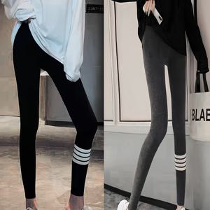 TEMU 2개 여성용 하이웨스트 슬림핏 테이퍼드 레깅스 - 풀길이 신축성 있는 팬츠, 탄력적인 허리밴드 & 줄무늬 패턴 (블랙/화이트) | 봄/가을 타이즈로 캐주얼, 포멀한 복장에 어울림 | 수작업으로 세탁 가능, 청바지와 원피에도 다양하게 활용 가능한 | 고신축성과 편안함의 레깅스|여성원피스|드레스