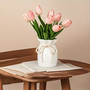 TEMU 깨지지 않는 깨짐 방지 꽃병 - 로프 리본이 달린 튼튼한 플라스틱 꽃꽂이 꽃병, 방수 실내/외 센터피스 (tulips, , 결혼식, 집, 캠핑, 반려동물 친화적) - 모던 농가 스타일, 스칸디나비아, 스타일 장식 - 간편한 세척 &