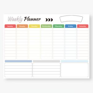 TEMU 1개 A4 무날짜 주간 플래너, 컬러코드 7일 칼럼 + 이벤트용 사이드노트 25장 (목표관리/업무/학교/가정 스케줄링)