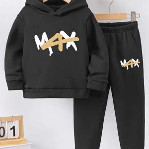 TEMU 2025 가을 겨울 남아용 트랙수트 세트, 패션 후드티와 팬츠로 구성된 스포츠 & 캐주얼웨어에 완벽한 선물, 야외활동에도 적합