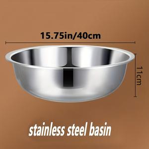 TEMU 15.74인치 대형 스테인리스 스틸 믹싱 볼 - 다용도 내구성 있는 식품용 그릇, 과일 트레이, 요리 및 베이킹용, 가정용 주방 도구, 양념 그릇, 부엌 준비 도구, 이스터 쿠키 메즈클레이터