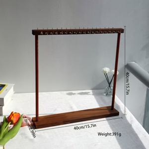 TEMU 솔리드 우드 더블 로우 주얼리 디스플레이 랙 - 목걸이, 팔찌, 귀걸이, 반지용 후크가 있는 견고하고 우아한 주얼리 정리대 - 집, 부티크, 살롱 또는 선물용 공간 절약형 - 내구성 있는 천연 나무 구조, 부티크 보관, 디자인, 고품질 목공예, 목걸이 홀더, 홈 오거나이저