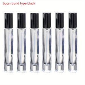 TEMU 6개입 10ml 두꺼운 투명한 유리향수병, 재충전용 스프레이 아토마이저 (블랙/골드/실버) - 미니 사무플라워 샘플 보틀, 여행용 바닥부터 채우는 디자인, 반짝임 있는 퍼퓸 어토마이저, 휴대용 방울뱀, 장식용 화려한 분사기