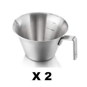 TEMU 304 스테인리스 스틸 샷 컵 3.4oz/100ml 스파우트 및 핸들 스케일 메탈 커피 계량 액세서리