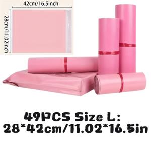 TEMU 49/99 자동 밀봉 핑크 우편 봉투, 다기능 포스트 패킷, 사계절용 포장 봉투, S, M, L, XL 사이즈, 반투명 디자인, 택배, 선물 포장, 사무용, 물품 보관용, PE 소재, 강력한 밀봉, 고강도, 고안전성