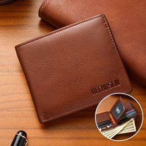 TEMU 탑 레이어 소가죽으로 만든 남성용 비즈니스 지갑 - 운전 면허증 및 신용카드를 위한 넉넉한 삼단 디자인, 지퍼 내부 포켓과 투명 사진 창이 있는 두 개의 지폐 구획, 일상 사용 및 여행, 휴일 선물에 완벽함|명함지갑