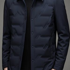 TEMU 엘슨 OBM 고급 남성 겨울 비즈니스 캐주얼 따뜻한 턴다운 칼라 재킷