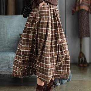 TEMU 우아한 체크무늬 A라인 맥시 드레스 - 포켓 포함, 블루/블랙/화이트 타탄 스타일, 벨트 없는 허리 & 플레어드 헴, 세탁기 사용 가능, 사계절 캐주얼, 오피스, 포멀 이벤트용 드레스 (벨트 필요 없음)