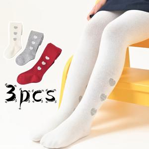 TEMU 3팩 여아용 하트 패턴 자카드 레깅스, 가을/겨울 데일리웨어용 레드 & 화이트 귀여운 타이츠, 시즌별 타이츠, 가을 겨울 착용, 스타일리시 패턴, 플레이풀 프린트, 내구성 있는 타이츠, 포근한 레깅스, 패턴 레깅스, 멀티팩 레깅스, 청소년 의류