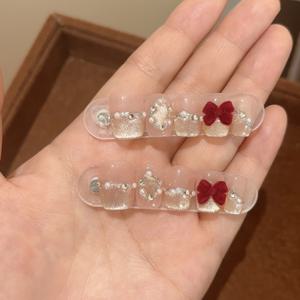 TEMU 10개 DIY 골든 캣아이 효과 네일, & 3D 벨벳 리본 액세서리 – 귀여운 숏 탈부착 재사용 가능한 캐주얼 의상용. 가을/겨울 신제품 프레스온 매니큐어 세트 (어플리케이션 키트 및 선물박스 포함)|네일|젤네일