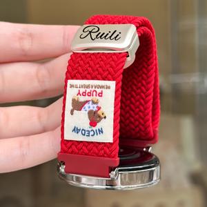 TEMU 맞춤 이름 귀여운 강아지 도트 나일론 자석 스트랩 삼성 시계 20mm 22mm 여성 남성 스트랩 액세서리 커플 선물, 스마트워치 액세서리, 장난기 있는 디자인, 내구성 있는 손목 밴드, 스마트워치 밴드, 패션 애호가, 캐주얼 착용, 스타일리시한 손목 밴드, 편안한 착용감, 패션 애호가, 연결된 시계 팔찌|남자팔찌