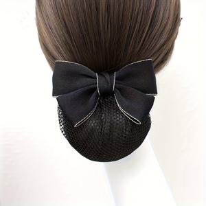 TEMU 1개 여성용 프로페셔널 헤어넷 - 보이지 않는 번메이커, 하녀/간호사/승무원을 위한 리본과 핀이 달린 머리끈. 은행직원/웨이트레스/요리사를 위한 우아한 도넛형 헤어액세서리, 섬유적인 디자인, 편안한 착용감, 단단히 고정되는