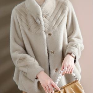 TEMU 여성용 겨울 코트 - 고급스러운 퍼 같은 질감의 우아한 방수 아우터웨어, 두꺼운 보온 재킷, 공식 행사 및 파티용, 일상복 - 세련된 여성 의류 (2025 신제품), 엄마와 특별한 날을 위한 우아한 아우터웨어, 라인스톤 장식, 추위 날씨 착용, 고품질 마감, 패션 감각 있는 여성|여성의류