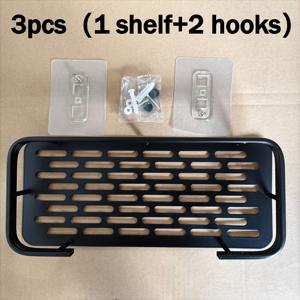 TEMU 3개 세트 - 블랙 벽걸이 수납 선반 (후크 포함), 1단 선반 + 2개 후크, 초대형 용량, 무드릴 설치, 공간 절약형 욕실 및 주방 정리함, 화장품, 세면도구, 욕실용품 수납, 샤워 캐디, 샤워 정리대