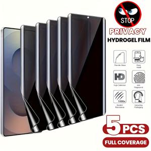 TEMU 삼성 갤럭시 S25 울트라/S24 울트라/S23 울트라/S22 울트라/S25/S24/S23/S22/S21/S20 FE/플러스/엣지용 5개입 유연 프라이버시 안티스파이 TPU 스크린 보호필름, 버블프리 풀커버 고투명 스크래치방지 안티스파이 쉬운 설치