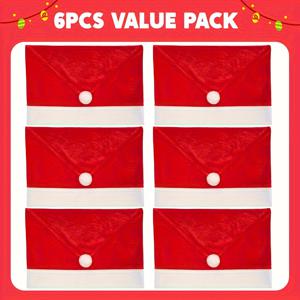 TEMU 6개 크리스마스 의자 커버, 스트레치 레드 플란넬 크리스마스 의자 등받이 커버, 산타 모자 식탁 의자 슬립커버, 휴일 크리스마스 장식 및 식탁 데코, 파티 테이블 세팅,산타모자 장식,휴일 테마,플란넬 소재,스트레치 원단,파티 플래너,축제의 모임|의자|식탁의자커버