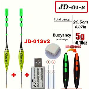 TEMU 2/세트 지능형 낚시 전자 부력 CR425 충전식 배터리 충전기 세트, 야간 조명 부력 물고기 물림 후크 색상 변경 유럽 잉어 낚시 액세서리 세트