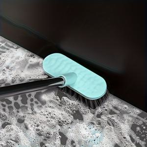 TEMU 1개 다기능 플라스틱 청소 도구 - 긴 손잡이 강모 수동 바닥솔, 욕실과 화장실 타일에 적합한 변기 클리너 브러시, 욕실용 청소 브러시, 욕실 청소 용품, 변기 브러시와 홀더