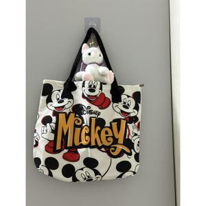 TEMU 여성용 디즈니 미키 마우스 토트백 - 공식 라이선스 지퍼 클로저, 넉넉한 핸드백, 세탁기 사용 가능 일상 및 특별한 날 가방 - 생일, 크리스마스, 발렌타인데이를 위한 완벽한 디즈니 선물, 캐릭터 액세서리, 튼튼한 손잡이, 레이스 스트랩 클로저, 팬 패션
